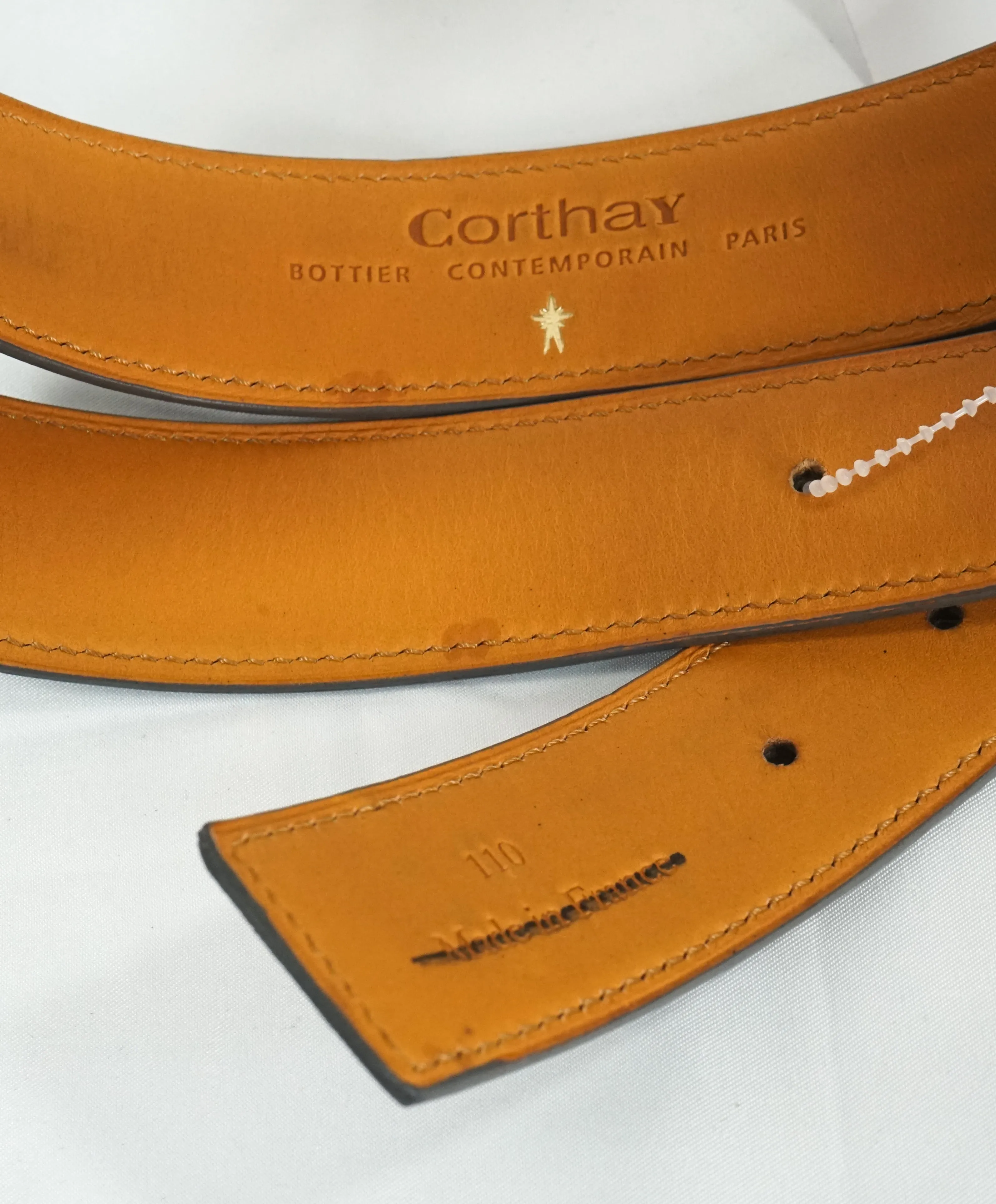 CORTHAY - "ARCA" Tonal Burnished Gray Suede Leather Belt Strap -  110CM