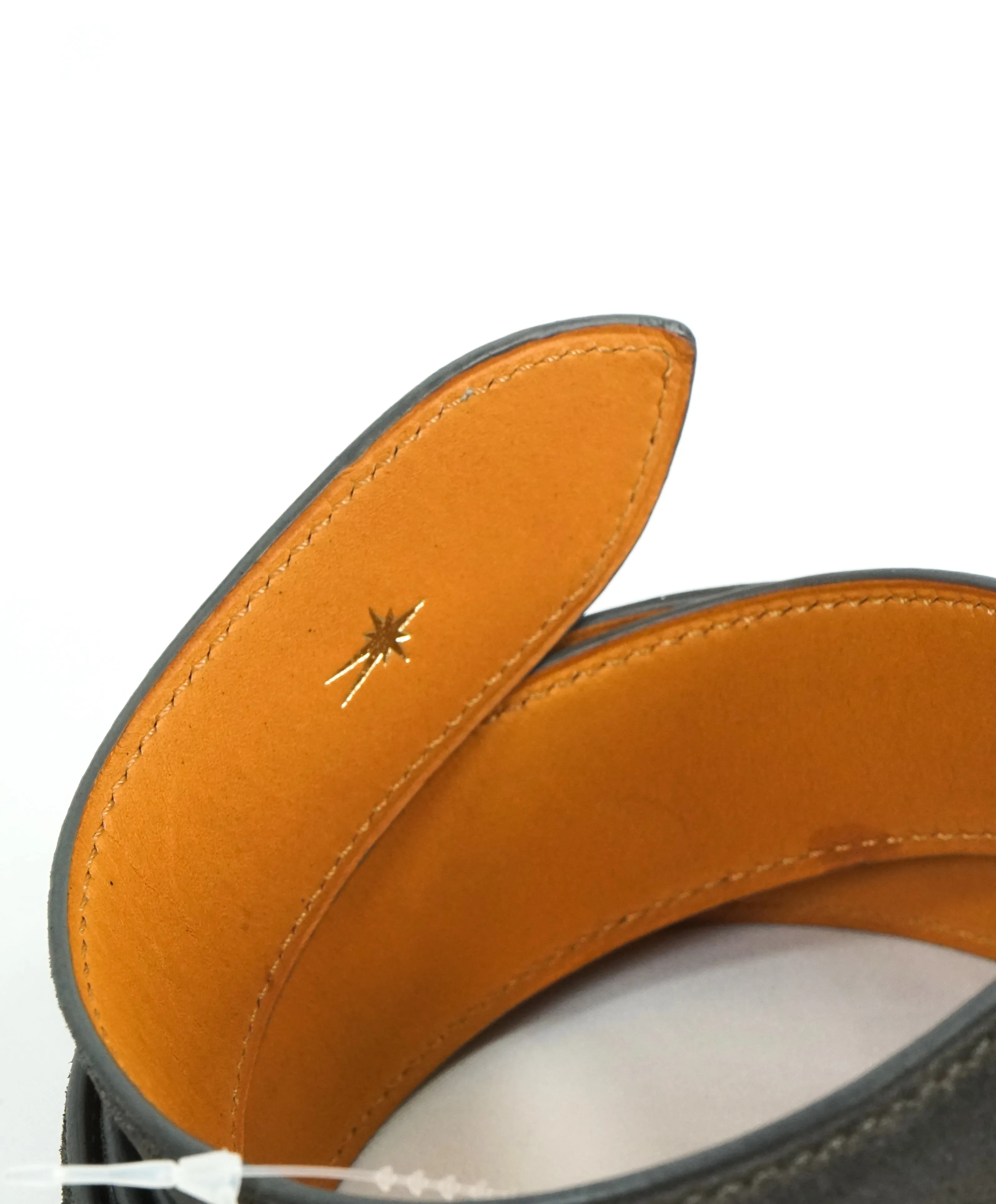 CORTHAY - "ARCA" Tonal Burnished Gray Suede Leather Belt Strap -  110CM