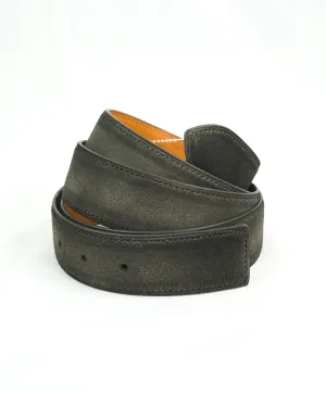 CORTHAY - "ARCA" Tonal Burnished Gray Suede Leather Belt Strap -  110CM