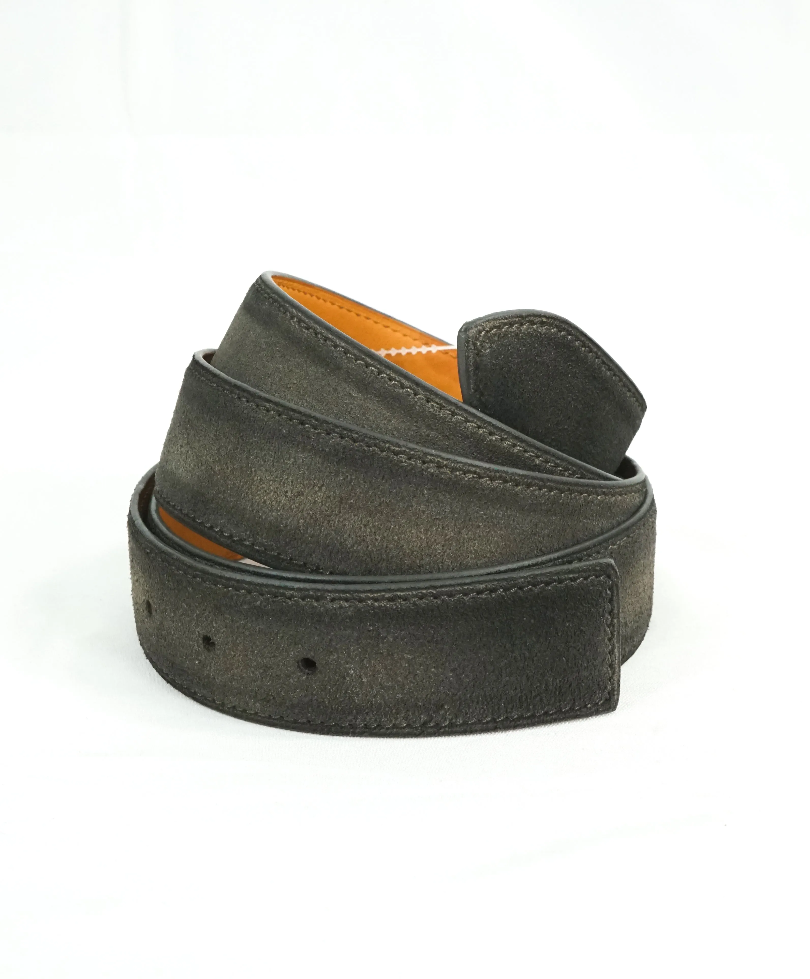 CORTHAY - "ARCA" Tonal Burnished Gray Suede Leather Belt Strap -  110CM