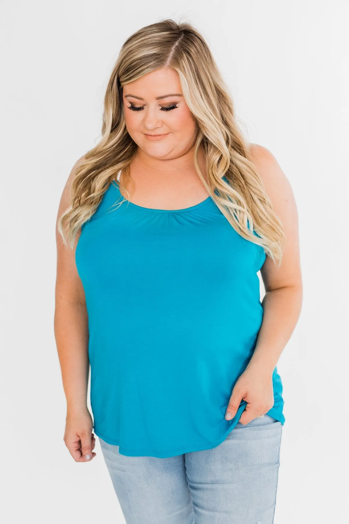 Crochet Strap Tank Top- Blue