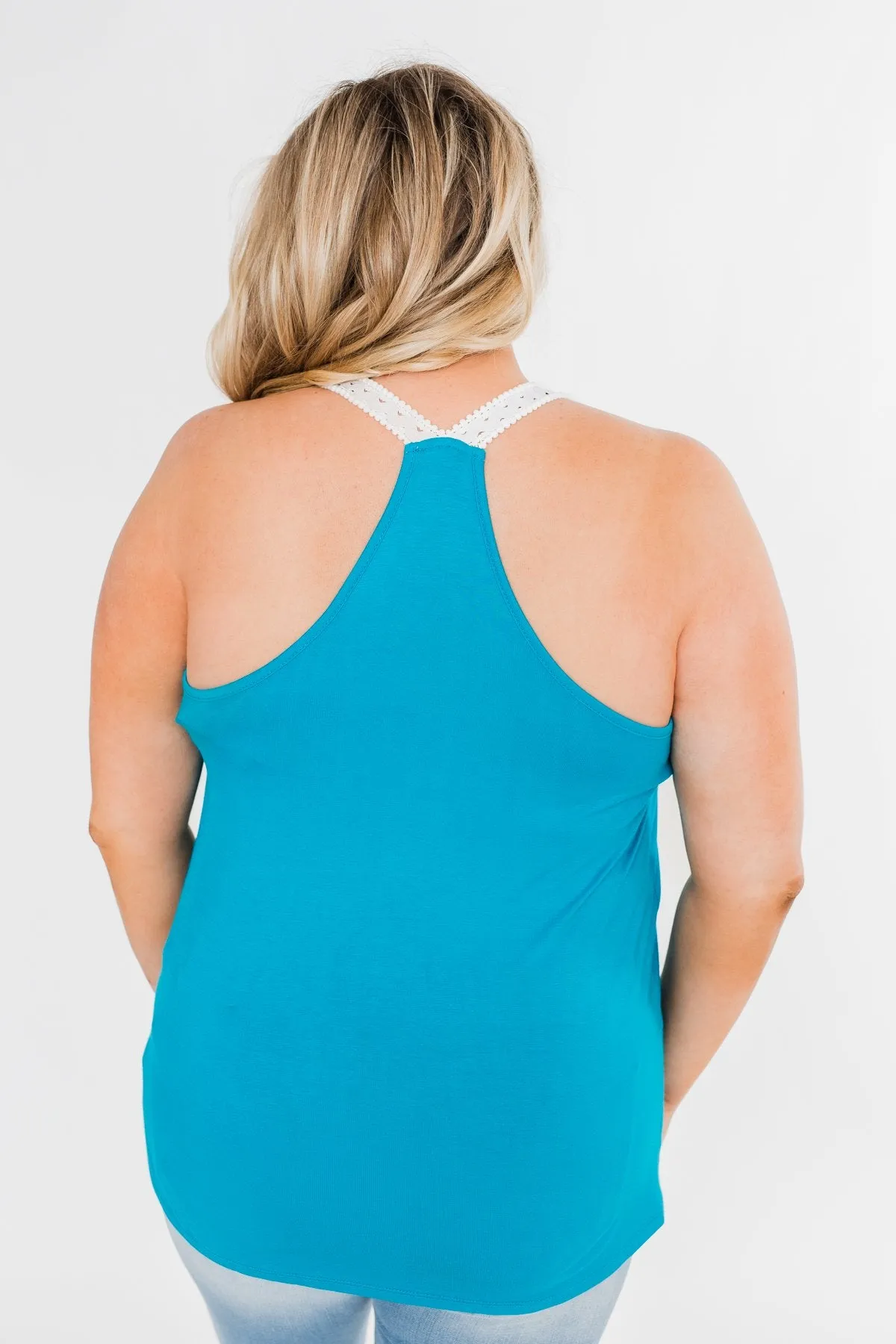 Crochet Strap Tank Top- Blue