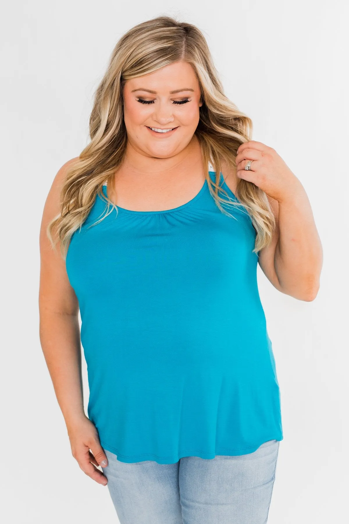 Crochet Strap Tank Top- Blue