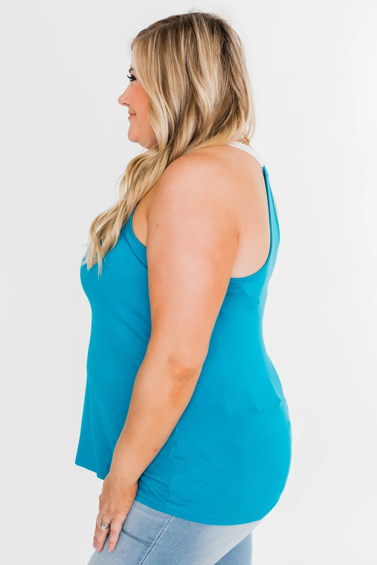 Crochet Strap Tank Top- Blue