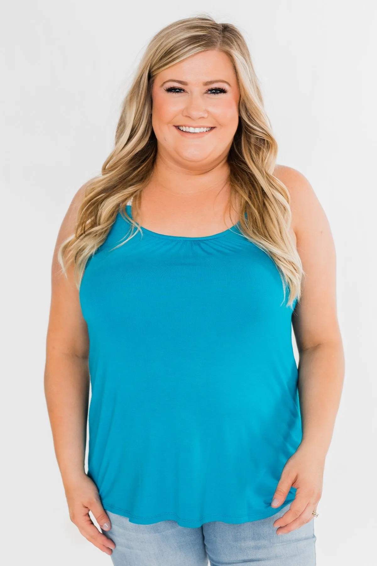 Crochet Strap Tank Top- Blue