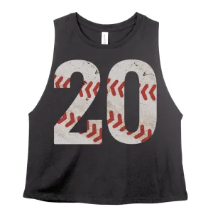 CROPPED Custom Number Vintage Baseball Crop Tank Top - Baseball Mom Shirt with Number