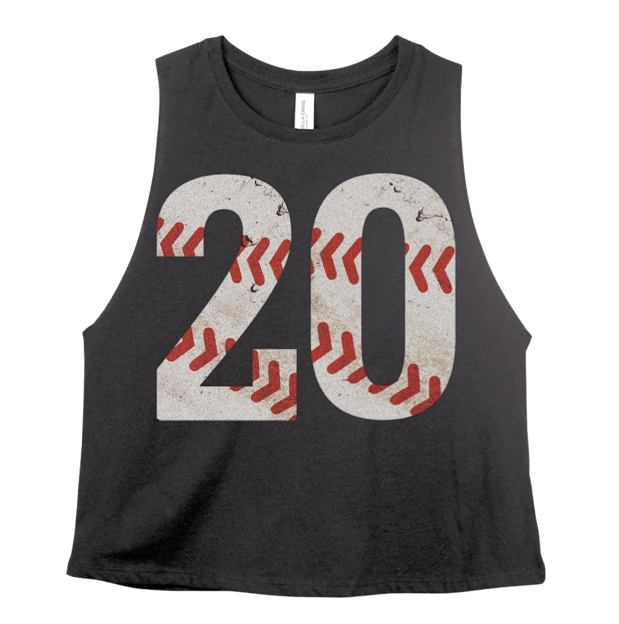 CROPPED Custom Number Vintage Baseball Crop Tank Top - Baseball Mom Shirt with Number