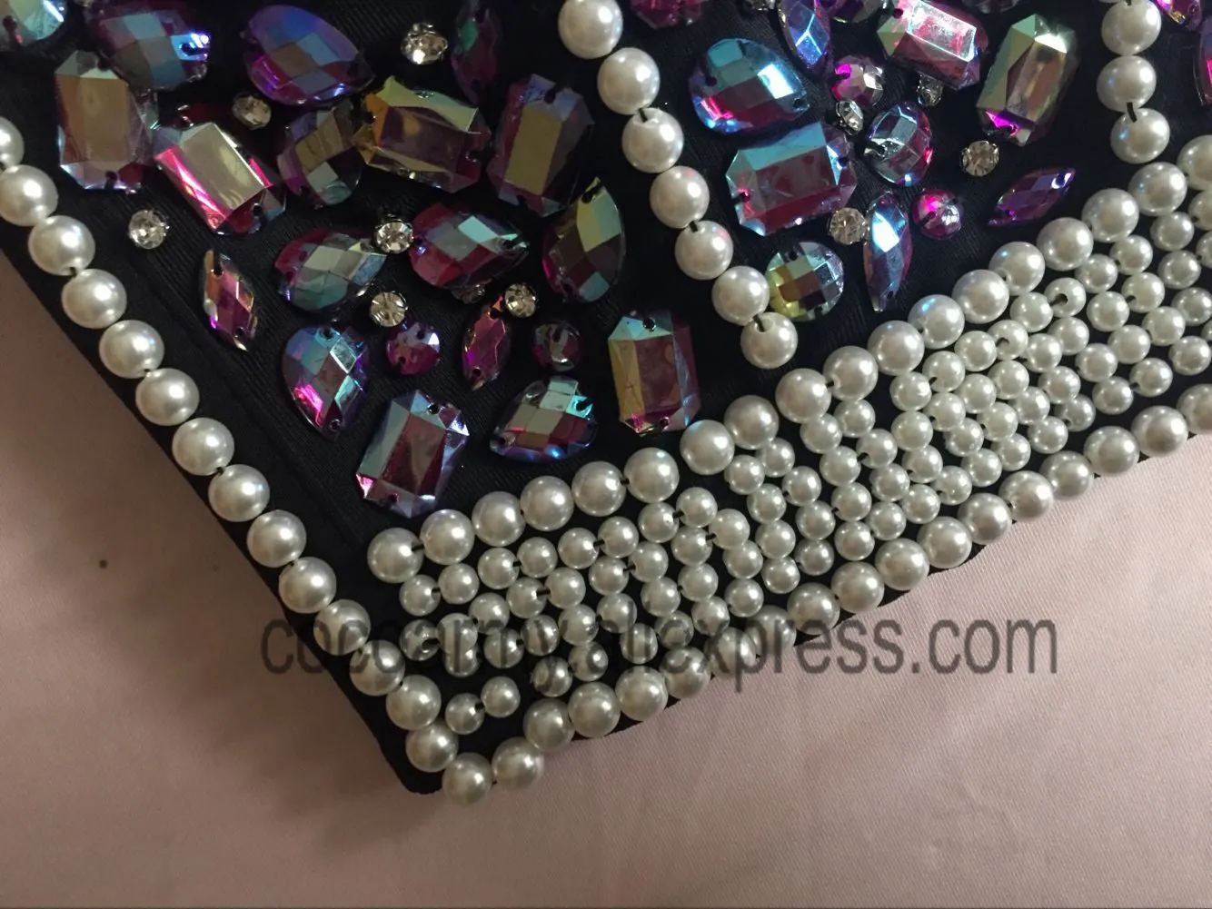 Crystal Rhinestone Beading Diamond Rivet Pearl Push Up Bustier Crop Top Corset Tank Vest
