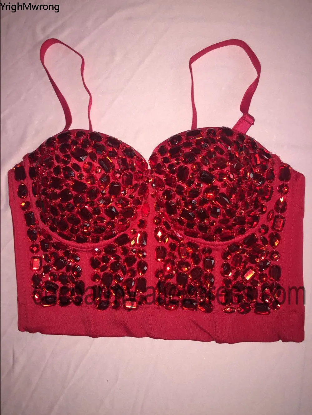 Crystal Rhinestone Beading Diamond Rivet Pearl Push Up Bustier Crop Top Corset Tank Vest