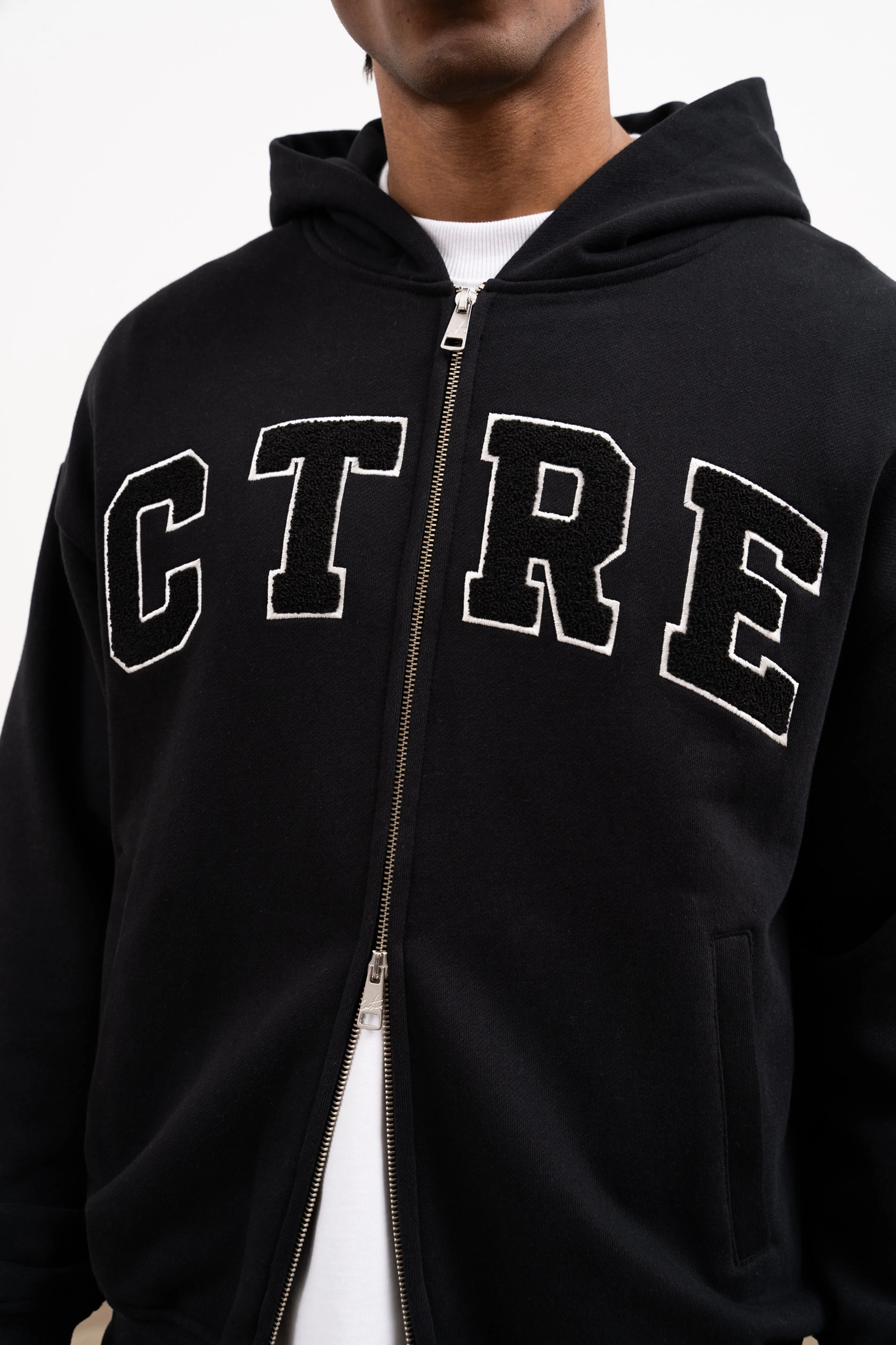 CTRE ZIP THROUGH HOODIE - BLACK