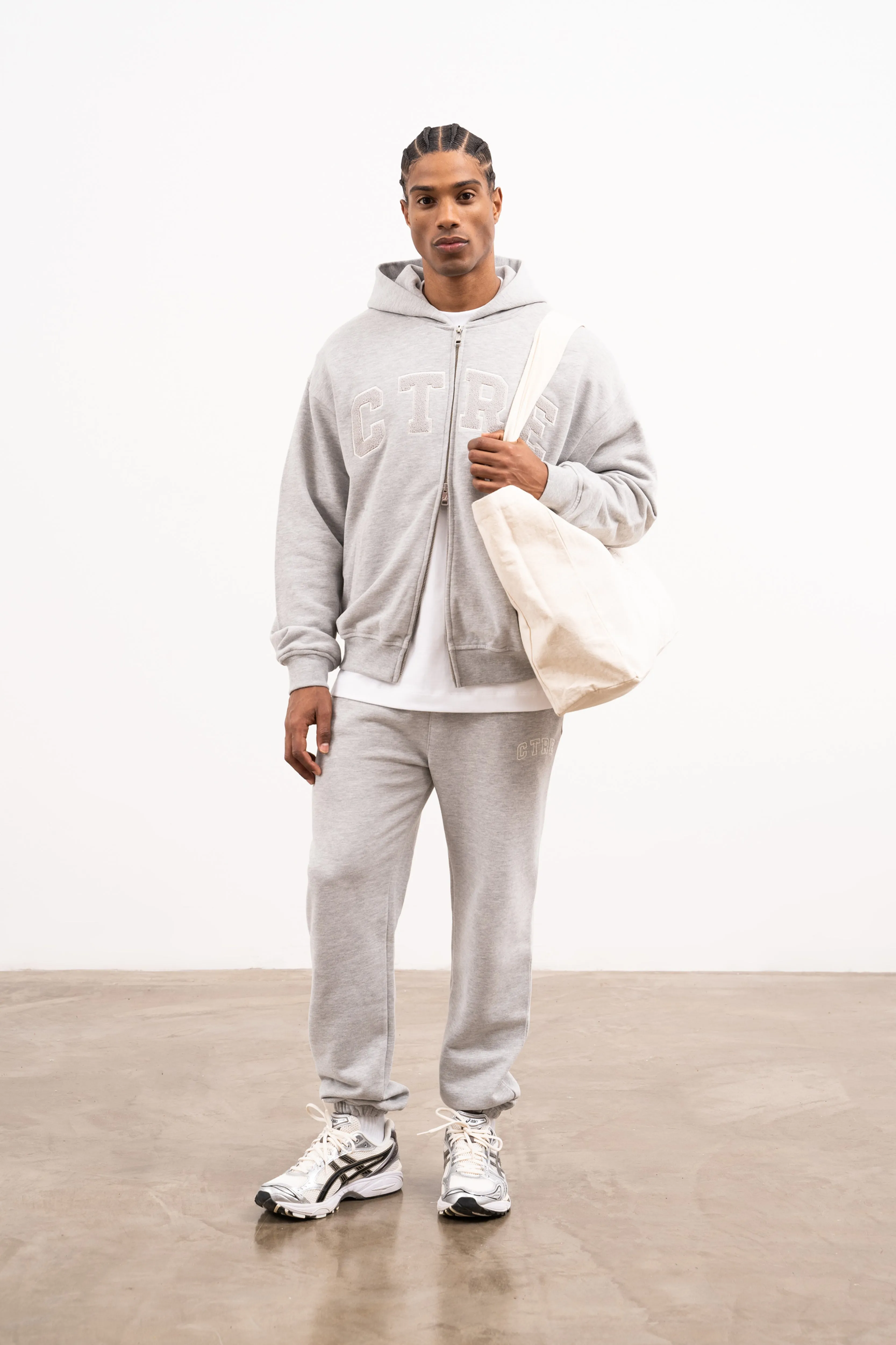 CTRE ZIP THROUGH HOODIE - GREY MARL
