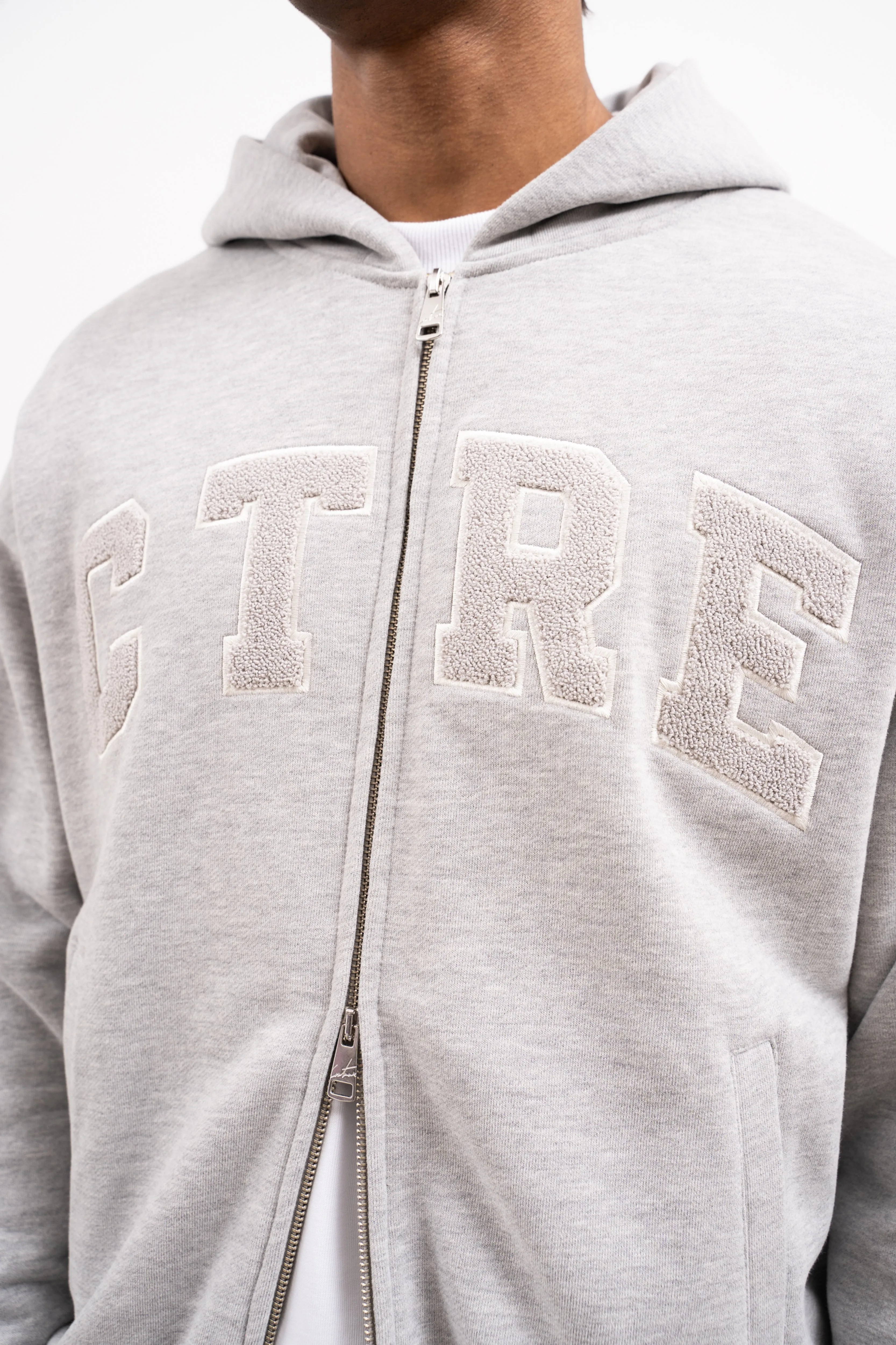 CTRE ZIP THROUGH HOODIE - GREY MARL