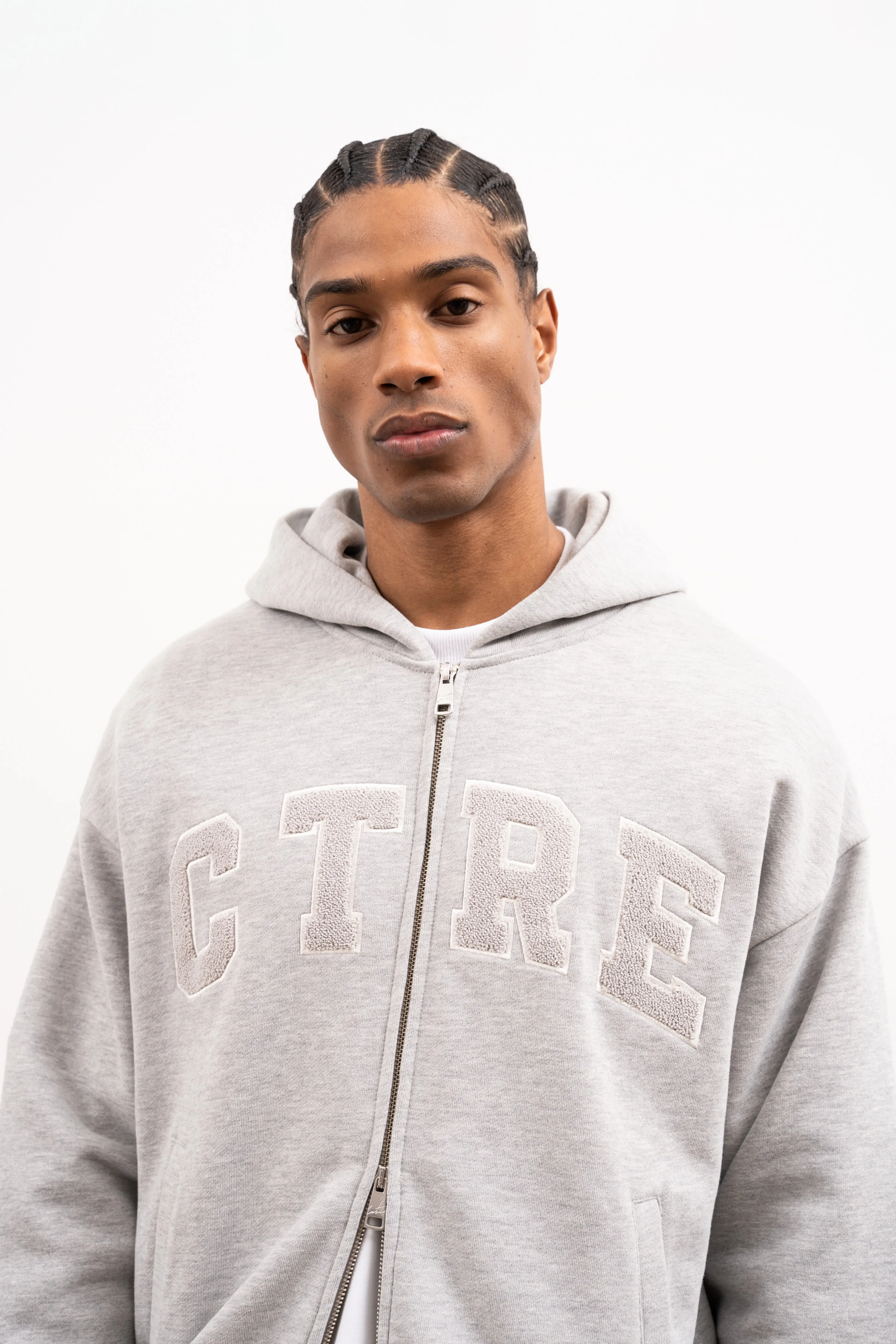 CTRE ZIP THROUGH HOODIE - GREY MARL