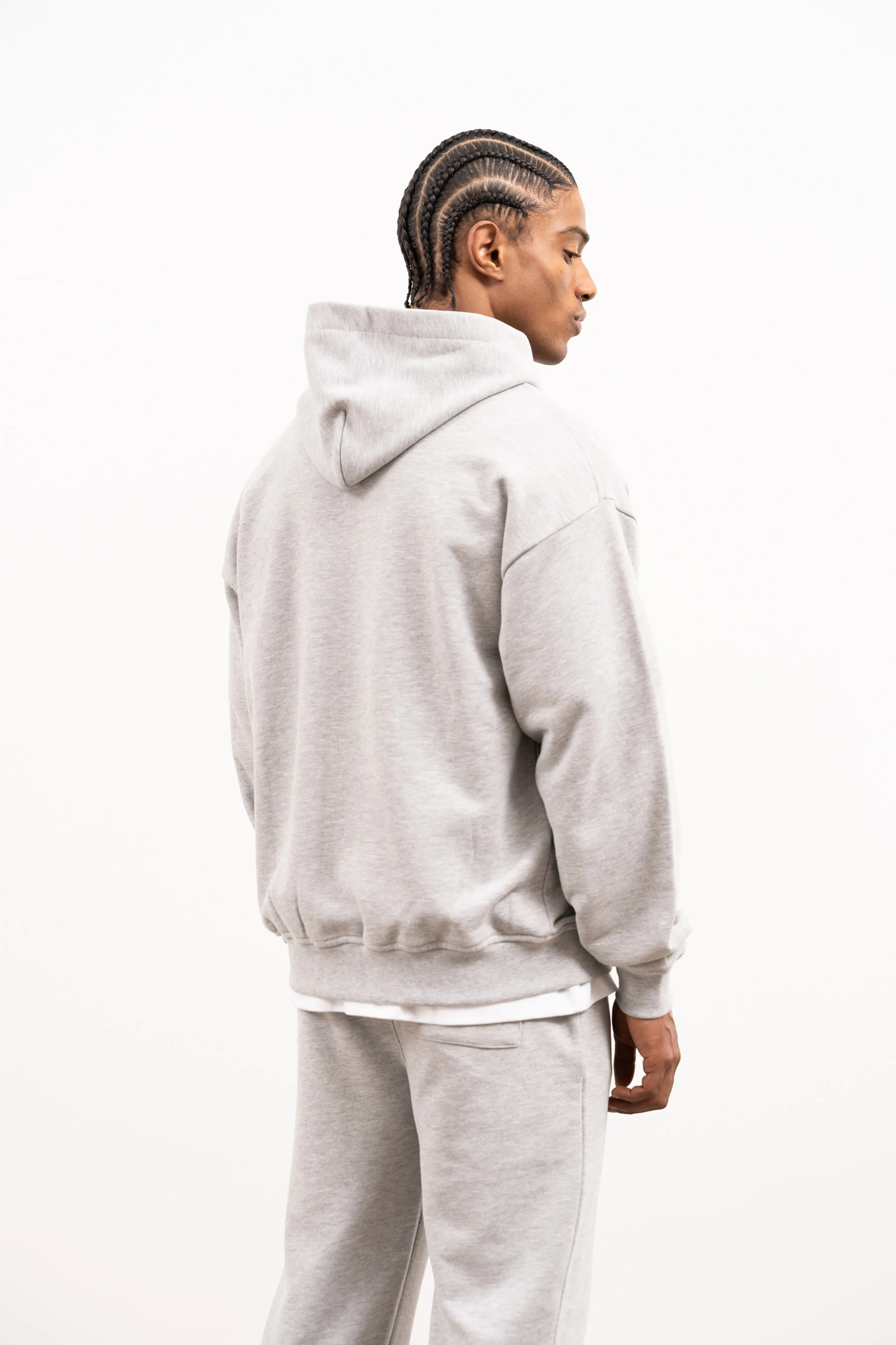 CTRE ZIP THROUGH HOODIE - GREY MARL