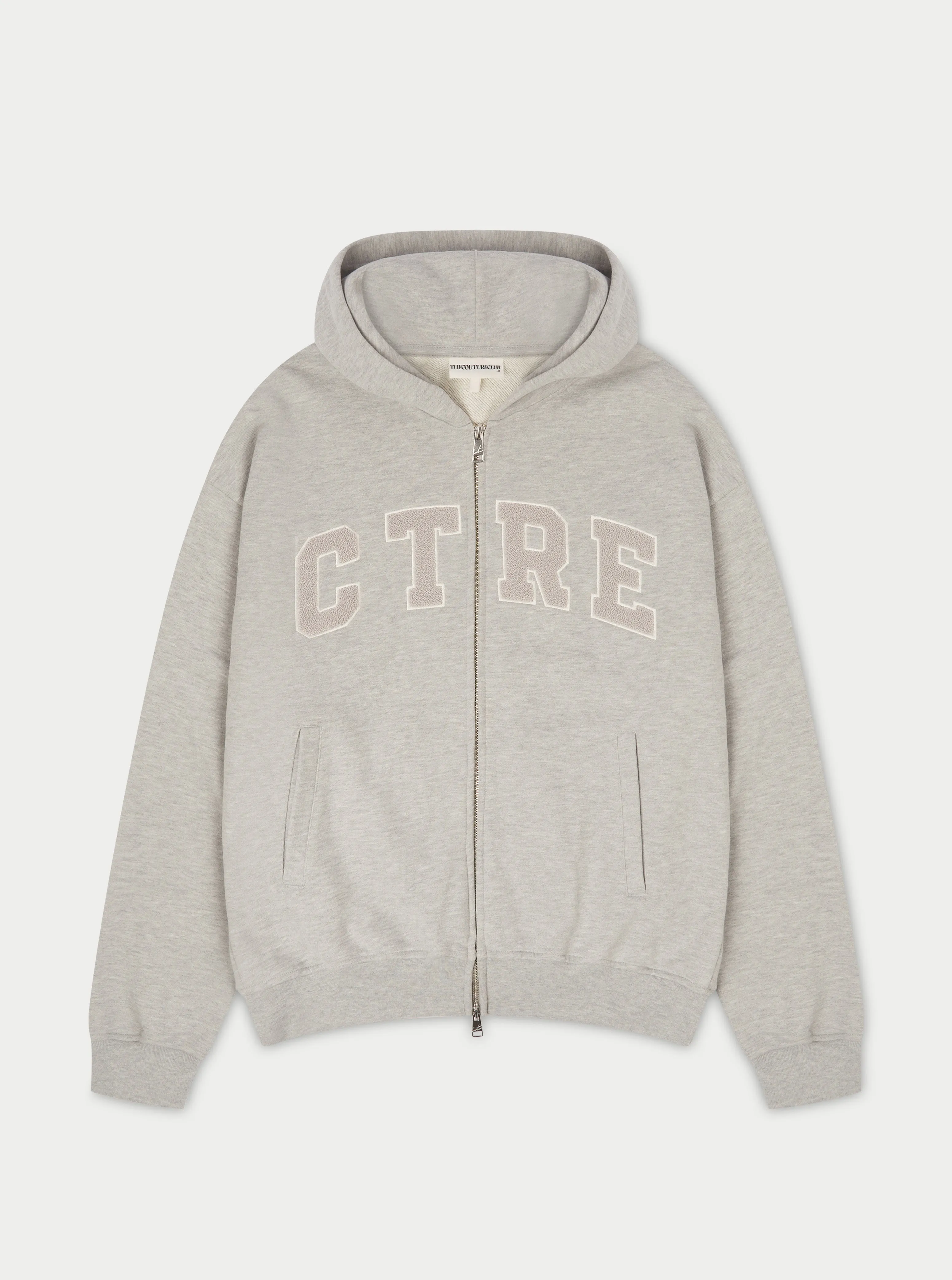 CTRE ZIP THROUGH HOODIE - GREY MARL