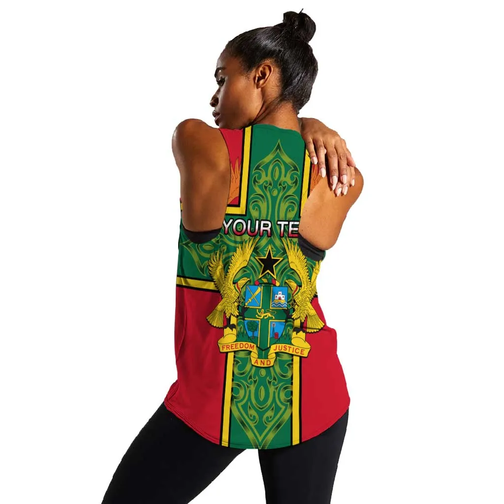 Custom Ghana Women Racerback Tank with Cross of Saint George and Tawny Eagles LT01