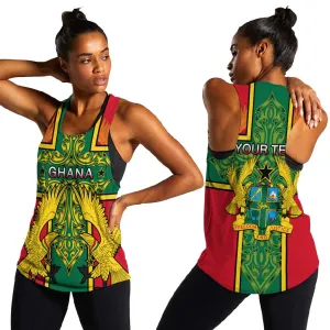 Custom Ghana Women Racerback Tank with Cross of Saint George and Tawny Eagles LT01