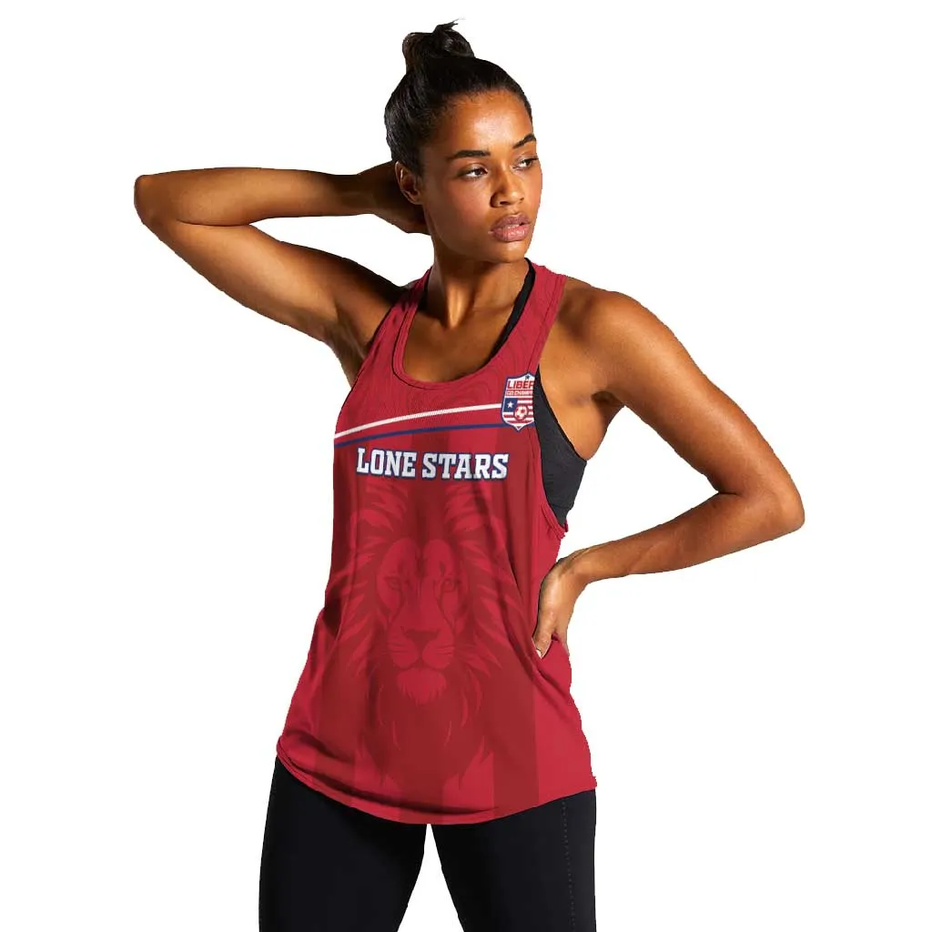 Custom Liberia Women Racerback Tank Football Lion Mascot - Red LT15