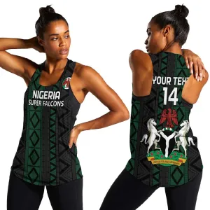 Custom Nigeria Football Women Racerback Tank Go Super Falcons African Pattern LT14