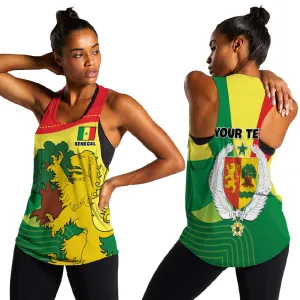 Custom Senegal Women Racerback Tank with Bahamian Lion and Baobab Flag Style LT01