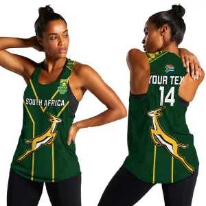 Custom South Africa Rugby Women Racerback Tank Go Champions Springboks LT14
