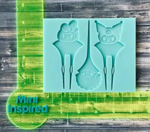 Cute character hair clips silicone mold for resin - bunny,sheep, DIY hair accessories