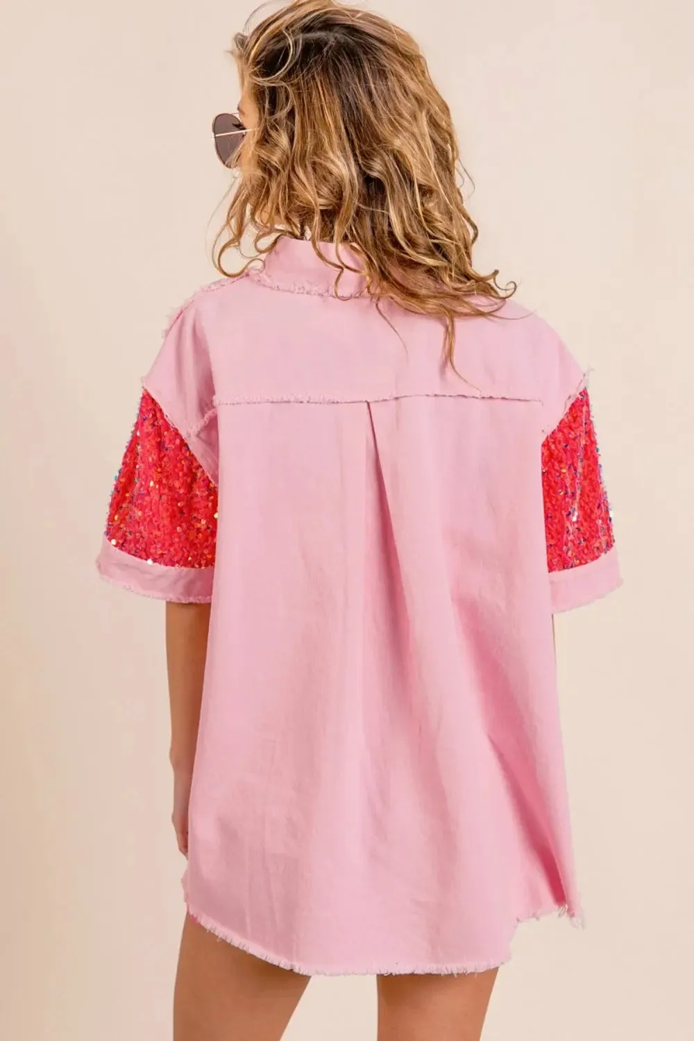 'Dallas' Sequin Detail Short Sleeve Shirt