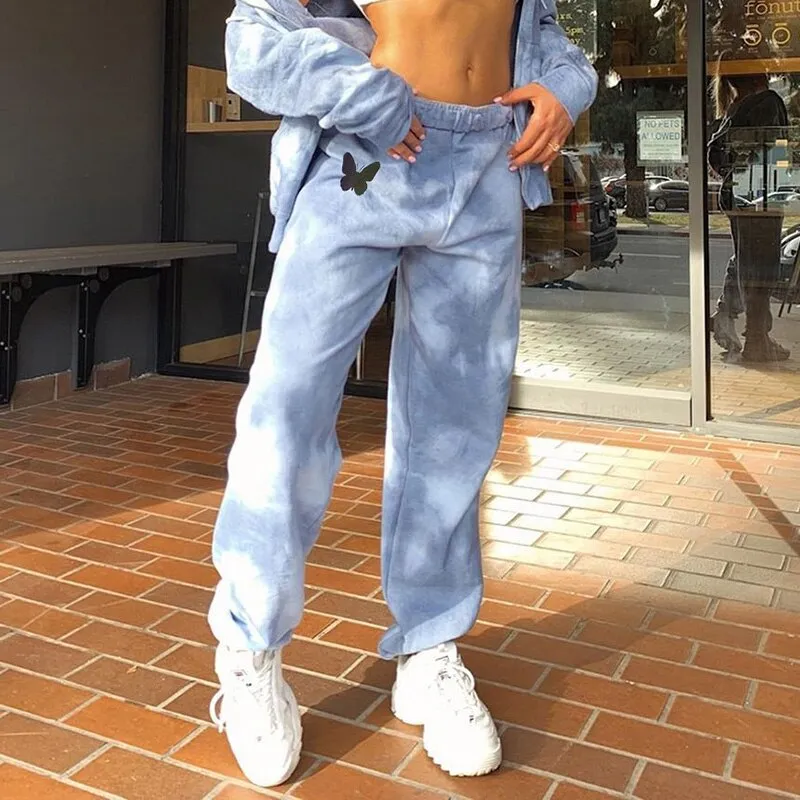 Darlingaga Streetwear Tie Dye Two Piece Set Women Tracksuit