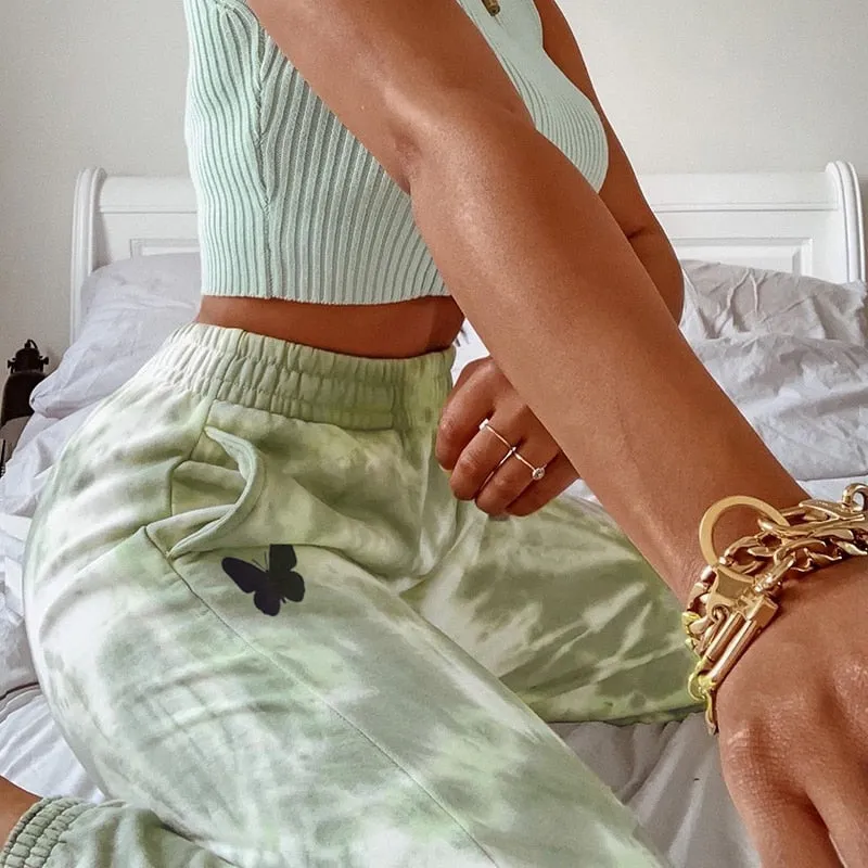 Darlingaga Streetwear Tie Dye Two Piece Set Women Tracksuit