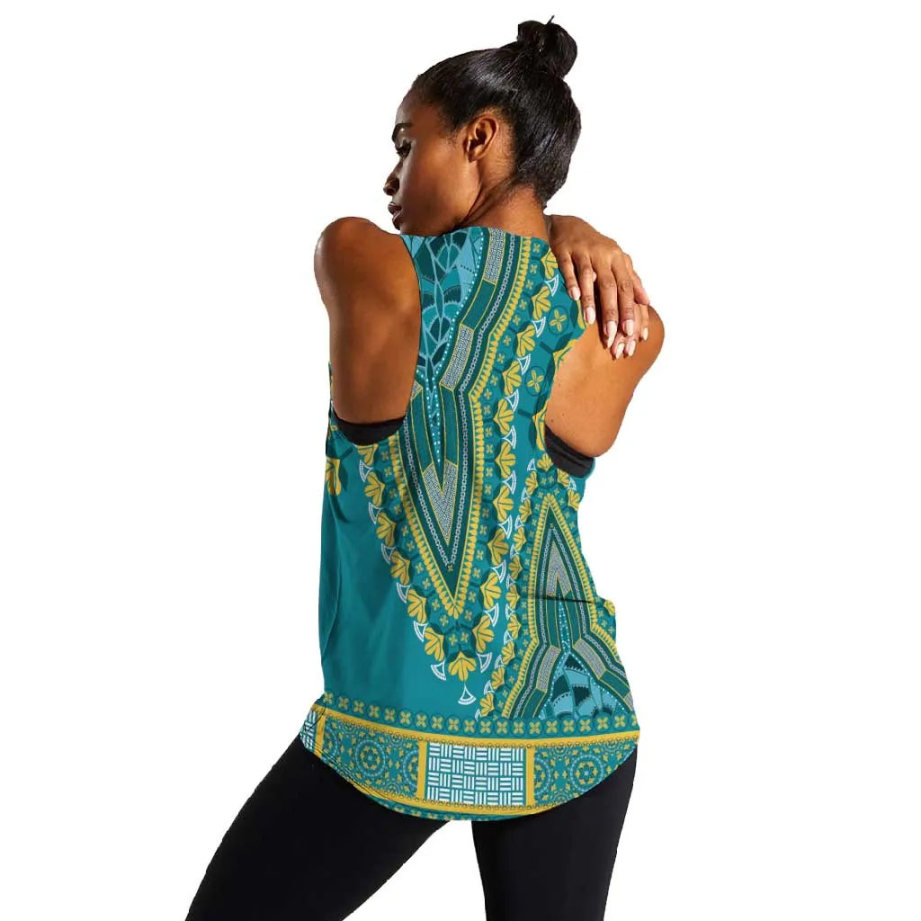 Dashiki Women Racerback Tank Luxury Afro - Teal LT7