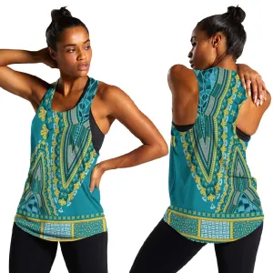 Dashiki Women Racerback Tank Luxury Afro - Teal LT7