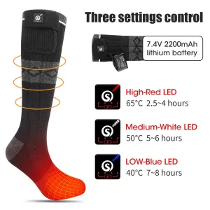 Day Wolf Heat Brand Socks Heated Outdoor Ski Warm Foot Warmer Thermal Socks With Battery Men's Heated Battery Socks All in One