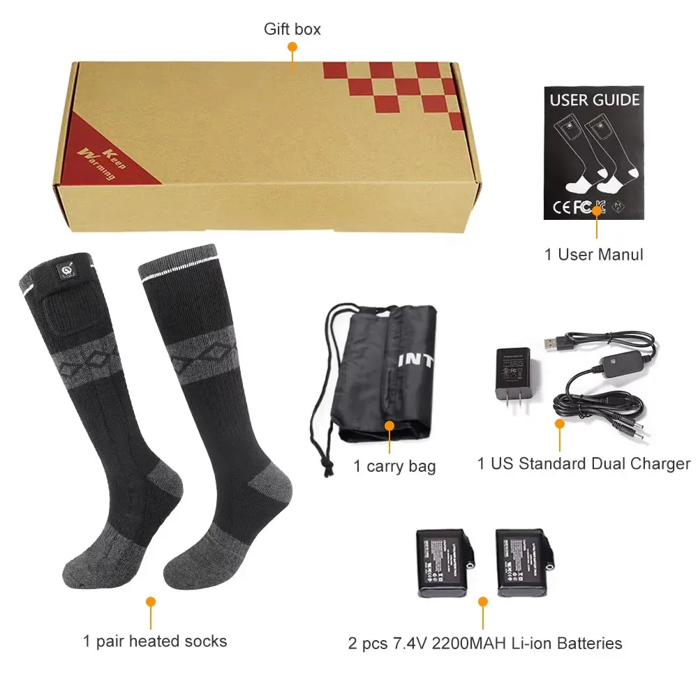 Day Wolf Heat Brand Socks Heated Outdoor Ski Warm Foot Warmer Thermal Socks With Battery Men's Heated Battery Socks All in One