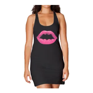DC Comics Batgirl Logo Lips Official Women's Long Tank Dress (Black)