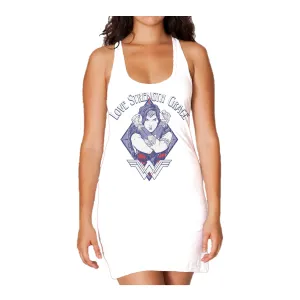 DC Wonder Woman Diamond Grace Official Women's Long Tank Dress (White)