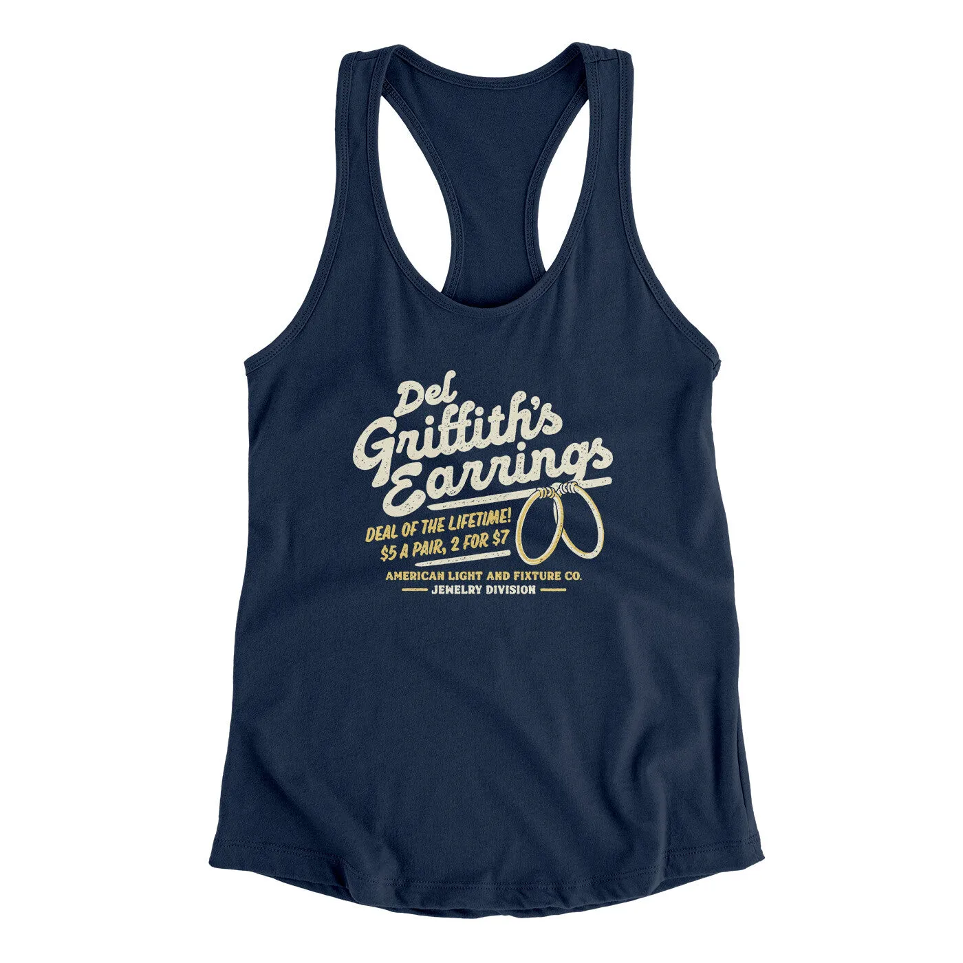 Del Griffith's Earrings Funny Thanksgiving Women's Racerback Tank