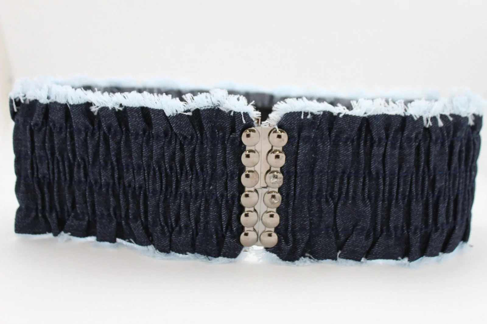 Denim Stretch Elastic Waist Belt Fringes