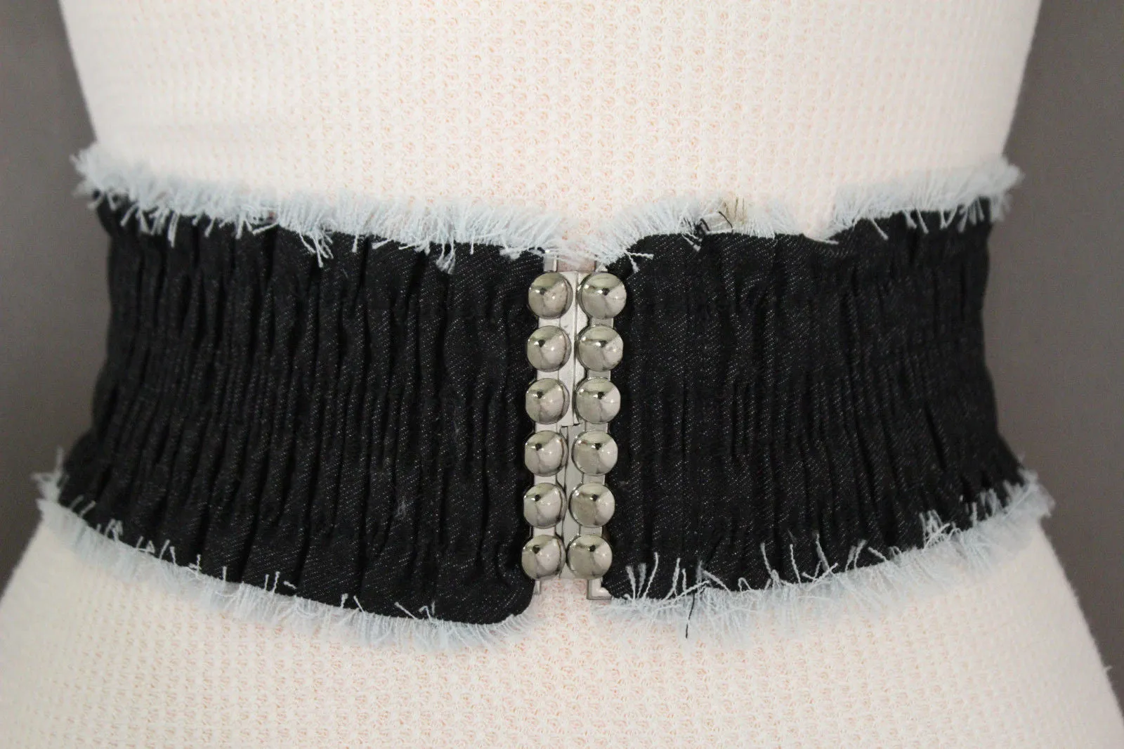 Denim Stretch Elastic Waist Belt Fringes