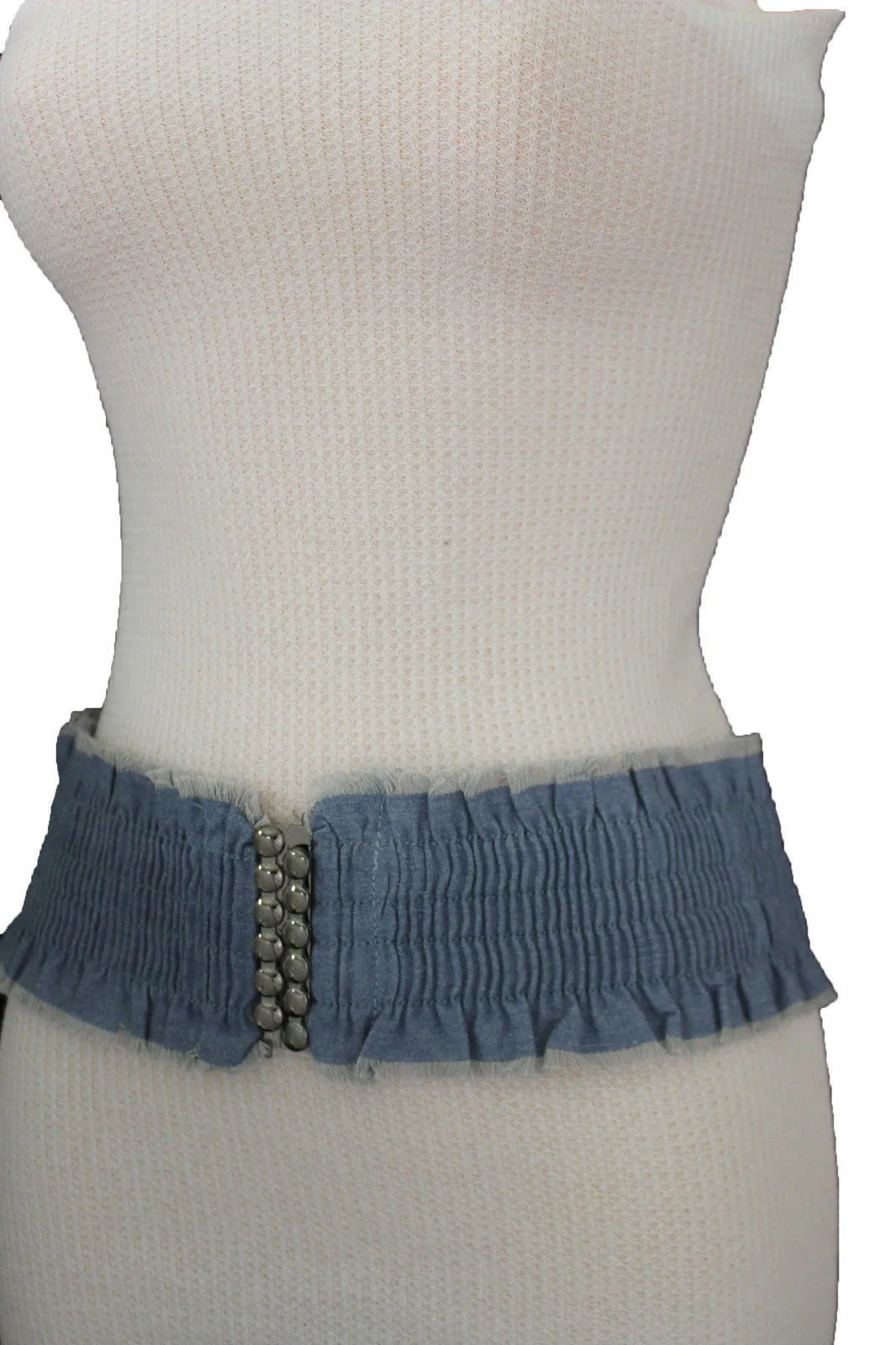 Denim Stretch Elastic Waist Belt Fringes