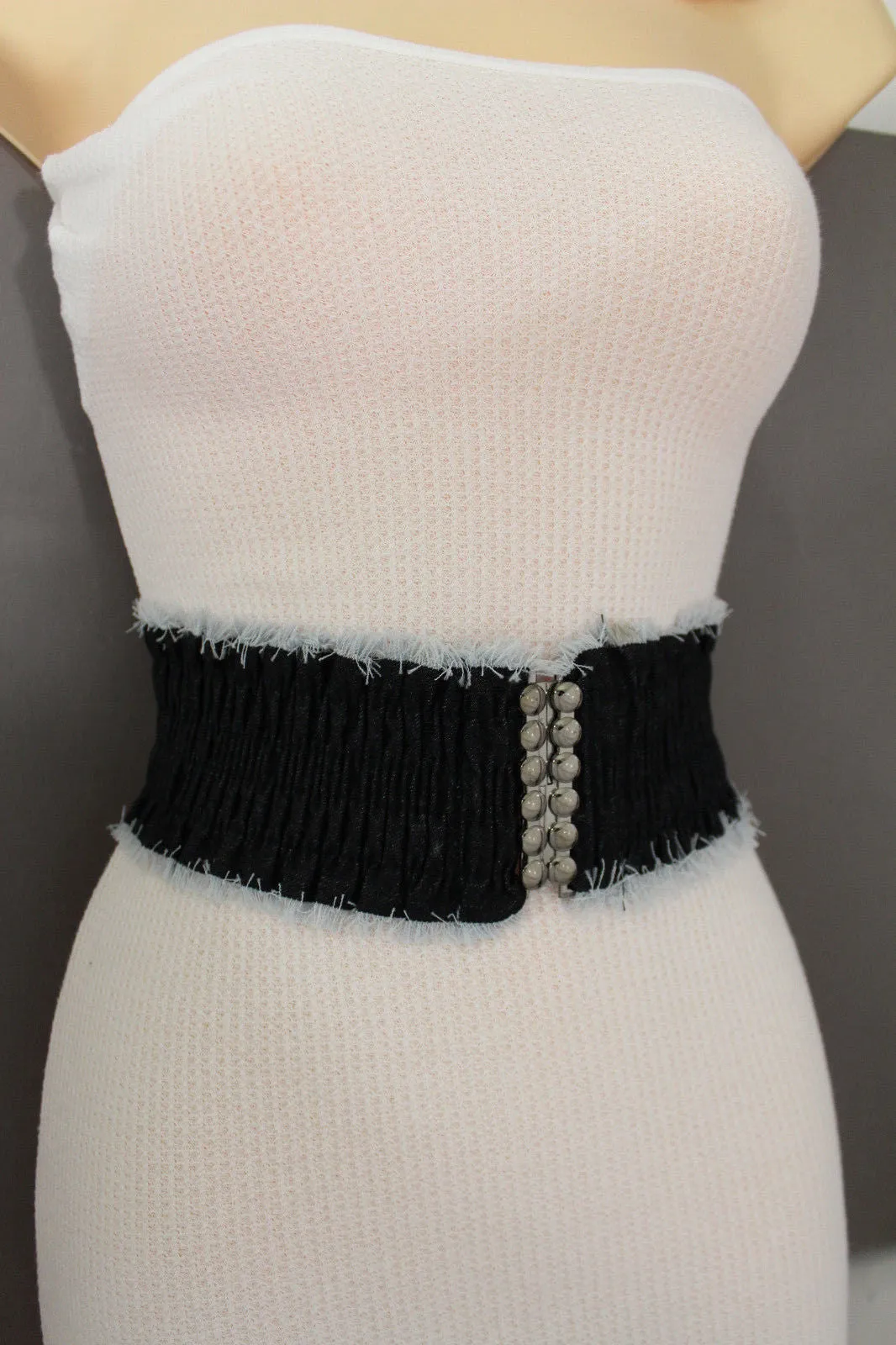 Denim Stretch Elastic Waist Belt Fringes