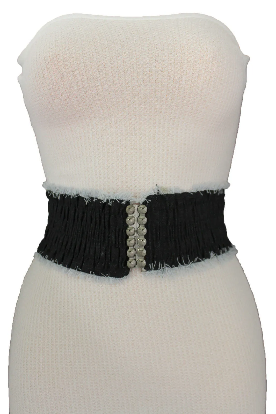 Denim Stretch Elastic Waist Belt Fringes