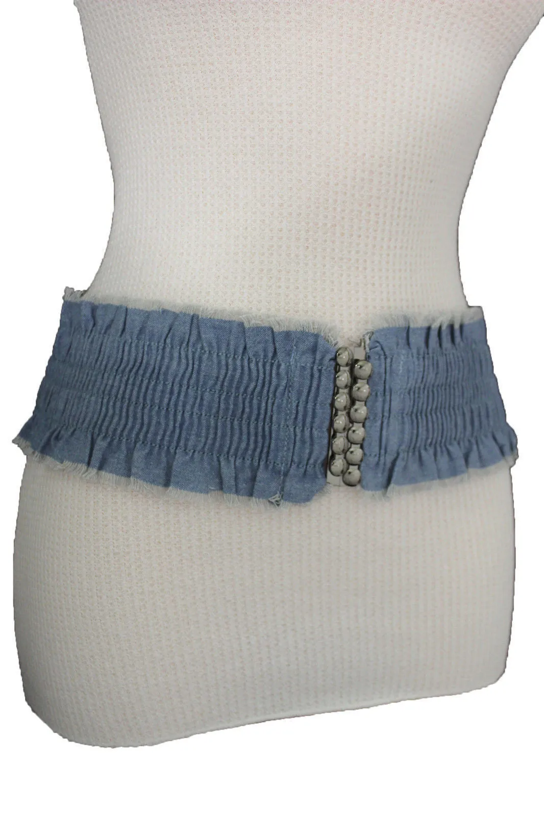 Denim Stretch Elastic Waist Belt Fringes