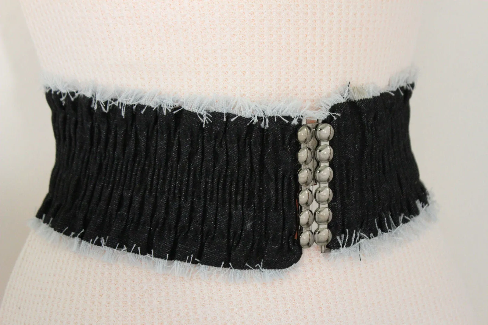 Denim Stretch Elastic Waist Belt Fringes
