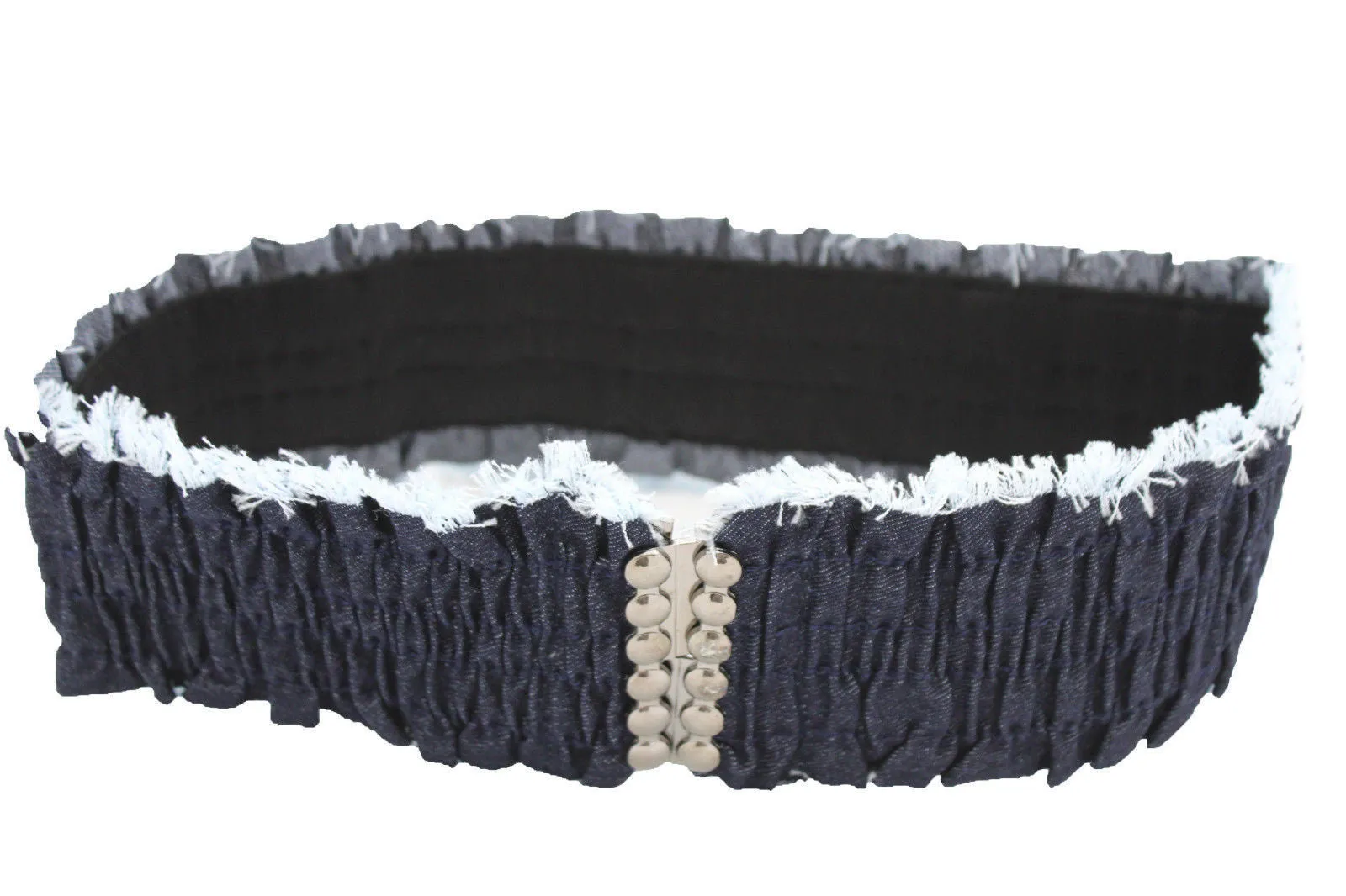 Denim Stretch Elastic Waist Belt Fringes