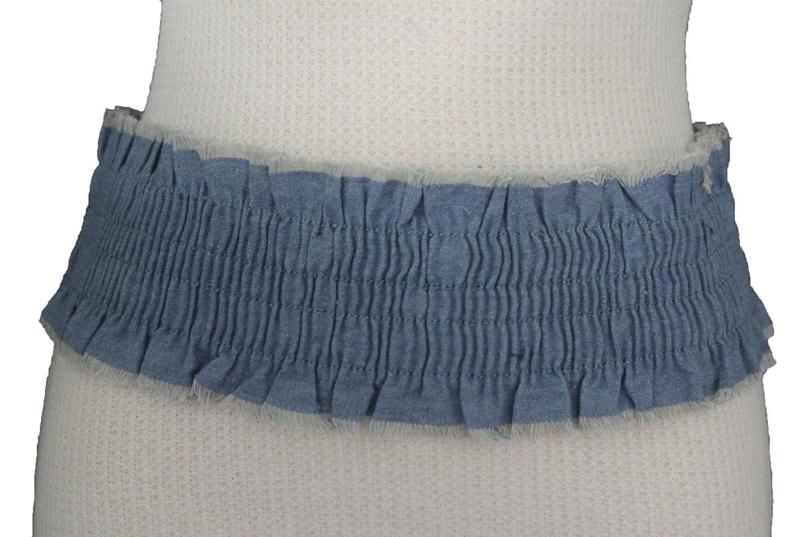 Denim Stretch Elastic Waist Belt Fringes