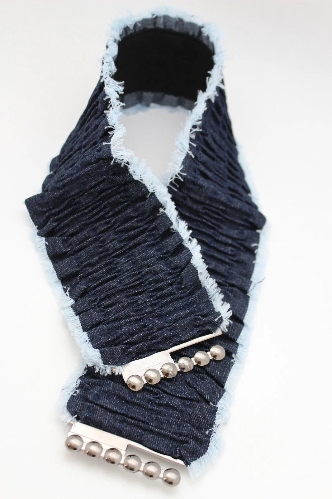Denim Stretch Elastic Waist Belt Fringes