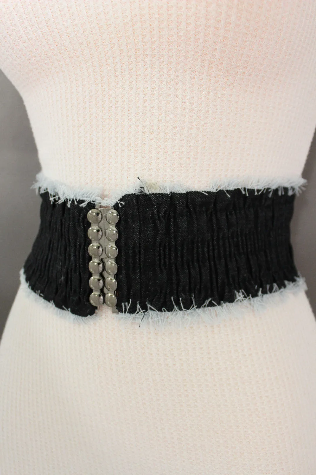 Denim Stretch Elastic Waist Belt Fringes