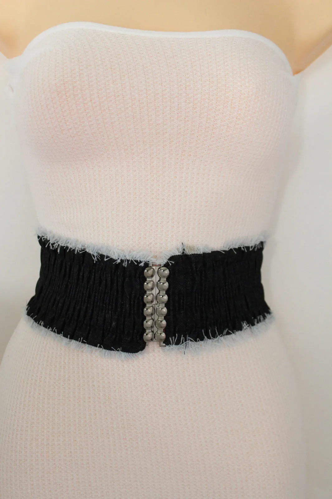 Denim Stretch Elastic Waist Belt Fringes