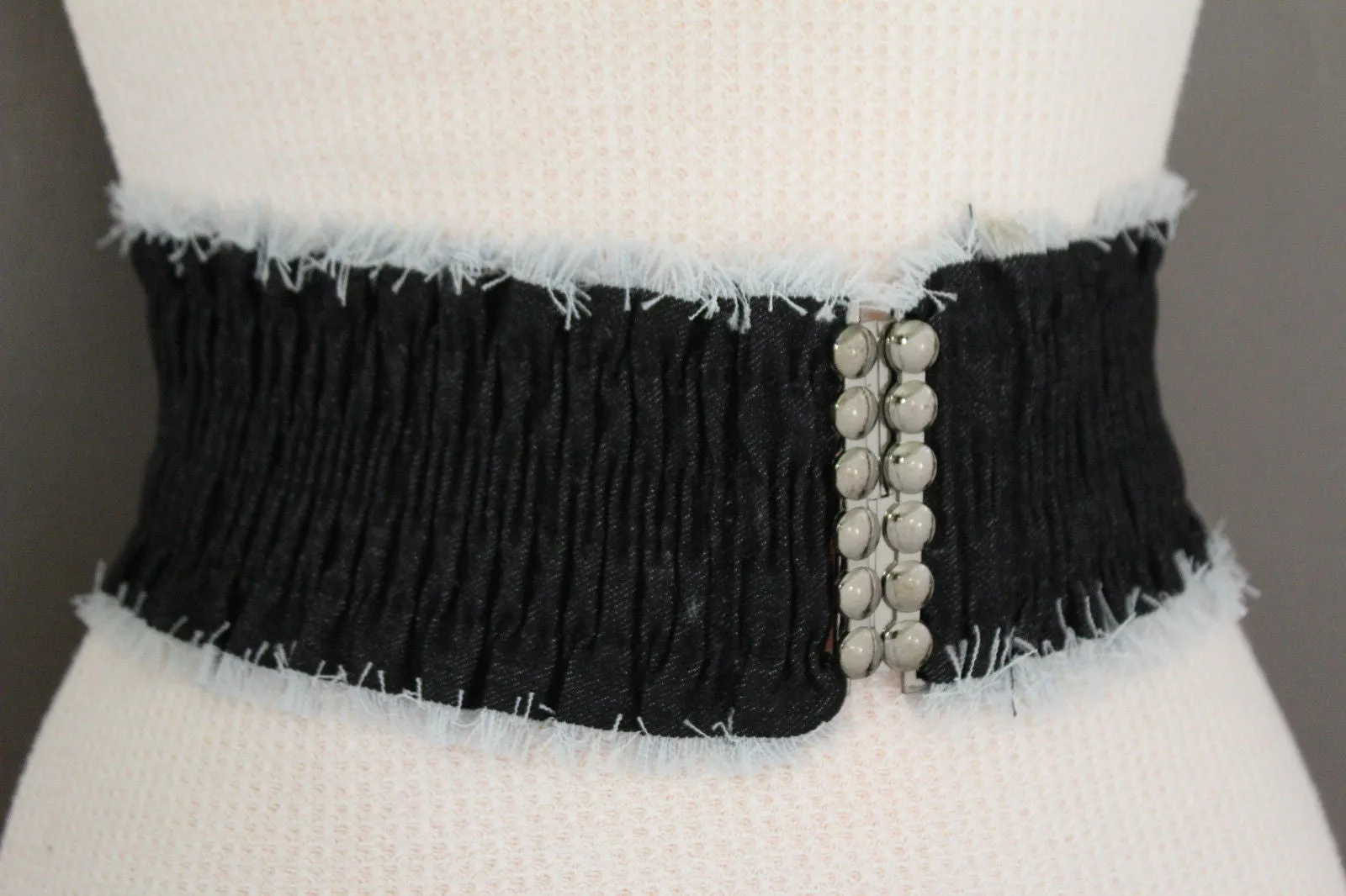 Denim Stretch Elastic Waist Belt Fringes