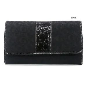Designer inspired CE Black canvas G signature L checkbook wallet woman
